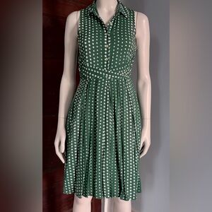 Anthropologie 11.1.Tylho Green and White Polka Dot Shirt Dress
